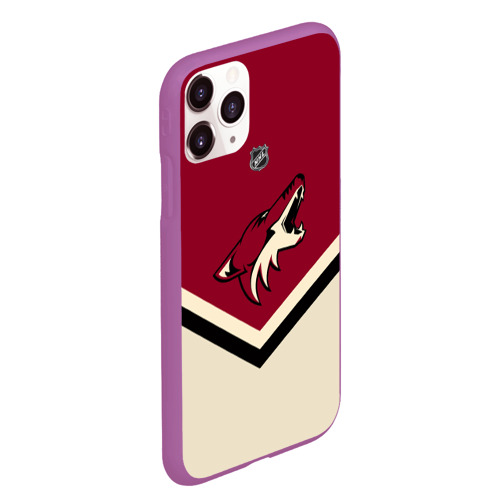 Чехол для iPhone 11 Pro Max матовый Arizona Coyotes, цвет фиолетовый - фото 3