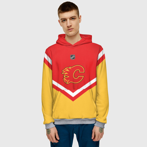 Мужская толстовка 3D с принтом Calgary Flames эмблема, фото на моделе #1