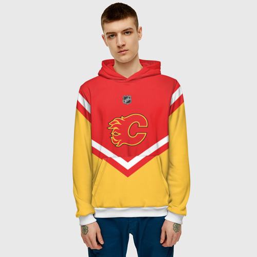 Мужская толстовка 3D Calgary Flames эмблема, цвет белый - фото 3