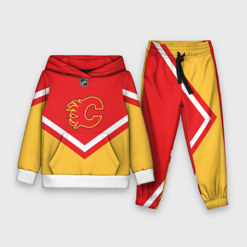 Детский костюм с толстовкой 3D Calgary Flames эмблема, цвет белый
