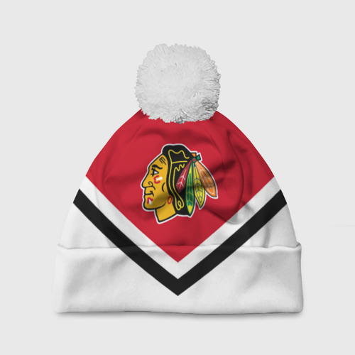 Шапка 3D c помпоном Chicago Blackhawks, цвет 3D печать