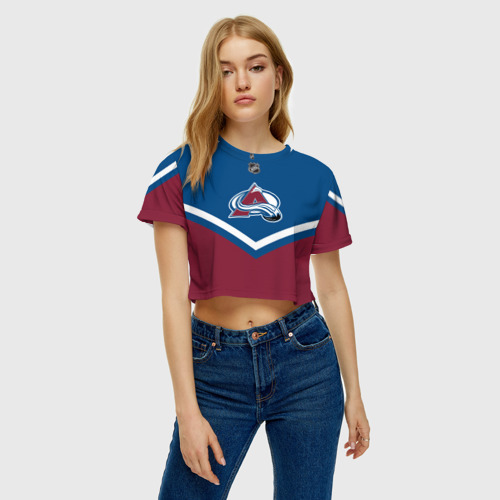 Женская футболка Crop-top 3D Colorado Avalanche, цвет 3D печать - фото 4