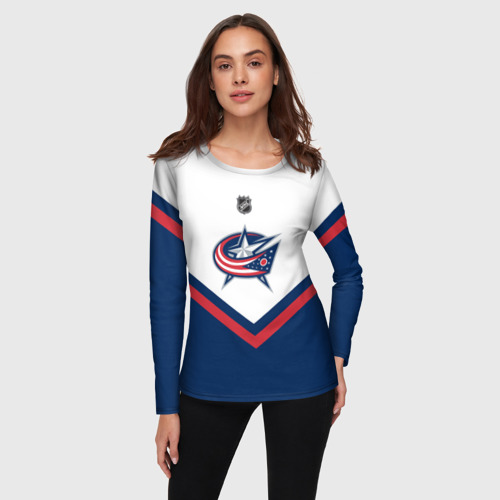 Женский лонгслив 3D Columbus Blue Jackets, цвет 3D печать - фото 3