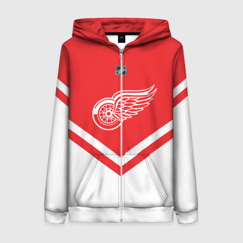 Женская толстовка 3D на молнии Detroit Red Wings, цвет белый