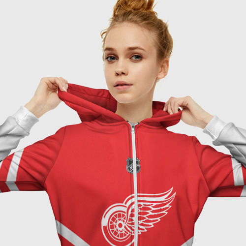 Женская толстовка 3D на молнии Detroit Red Wings, цвет белый - фото 5