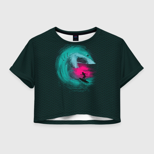 Женская футболка Crop-top 3D Shark Vortex