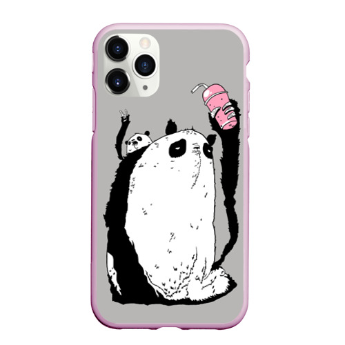 Чехол для iPhone 11 Pro Max матовый Panda, цвет розовый