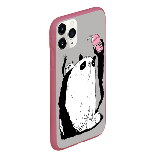Чехол для iPhone 11 Pro Max матовый Panda, цвет малиновый - фото 3