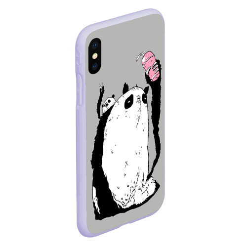 Чехол для iPhone XS Max матовый Panda, цвет светло-сиреневый - фото 3