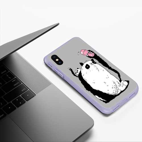 Чехол для iPhone XS Max матовый Panda, цвет светло-сиреневый - фото 5