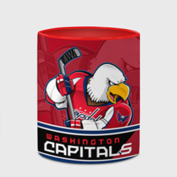 Кружка с принтом Washington Capitals для любого человека, вид спереди №4. Цвет основы: белый + красный