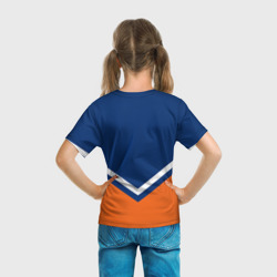 Футболка с принтом Edmonton Oilers для ребенка, вид на модели сзади №3. Цвет основы: белый