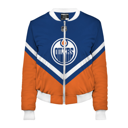 Женский бомбер 3D Edmonton Oilers, цвет белый