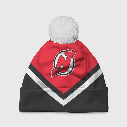 Шапка 3D c помпоном New Jersey Devils, цвет 3D печать