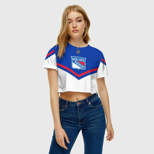 Женская футболка Crop-top 3D New York Rangers, цвет 3D печать - фото 4