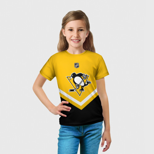 Детская футболка 3D с принтом Pittsburgh Penguins, вид сбоку #3