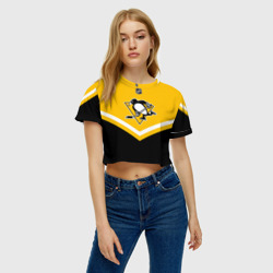 Женская футболка Crop-top 3D Pittsburgh Penguins - фото 2
