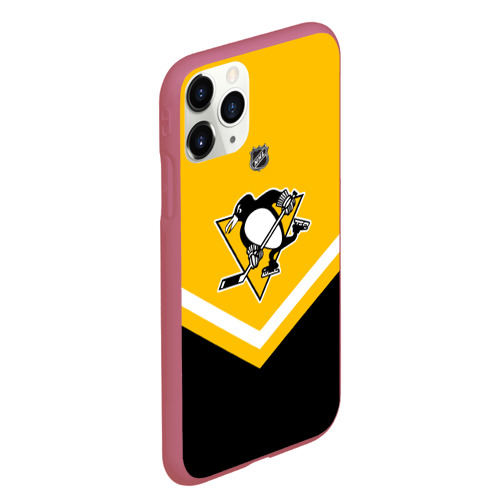 Чехол для iPhone 11 Pro Max матовый Pittsburgh Penguins, цвет малиновый - фото 3