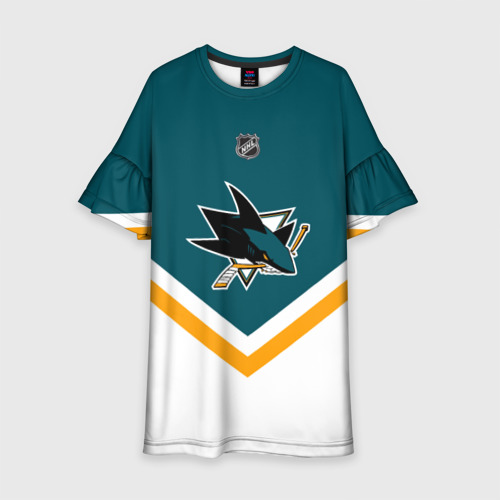 Детское платье с принтом San Jose Sharks, вид спереди №1