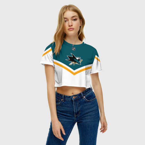 Женская футболка Crop-top 3D San Jose Sharks, цвет 3D печать - фото 3