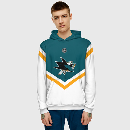 Мужская толстовка 3D San Jose Sharks, цвет белый - фото 3