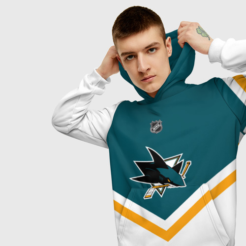 Мужская толстовка 3D San Jose Sharks, цвет белый - фото 5