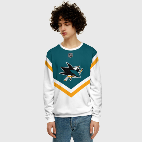 Мужской свитшот 3D San Jose Sharks, цвет белый - фото 3