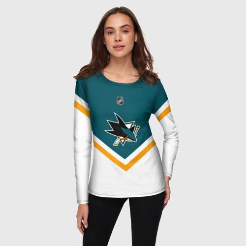 Женский лонгслив 3D San Jose Sharks, цвет 3D печать - фото 3