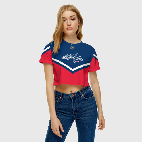 Женская футболка Crop-top 3D Washington Capitals, цвет 3D печать - фото 3