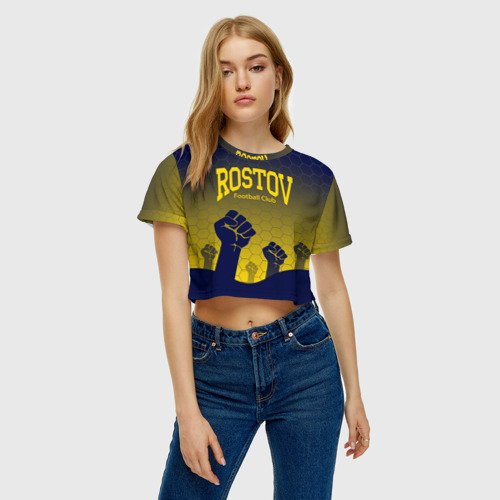 Женская футболка Crop-top 3D Rostov Football club, цвет 3D печать - фото 3