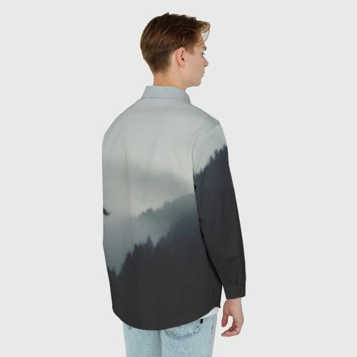 Мужская рубашка oversize 3D Орёл, цвет белый - фото 4