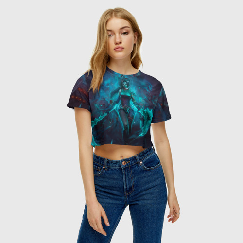 Женская футболка Crop-top 3D Акали, цвет 3D печать - фото 3