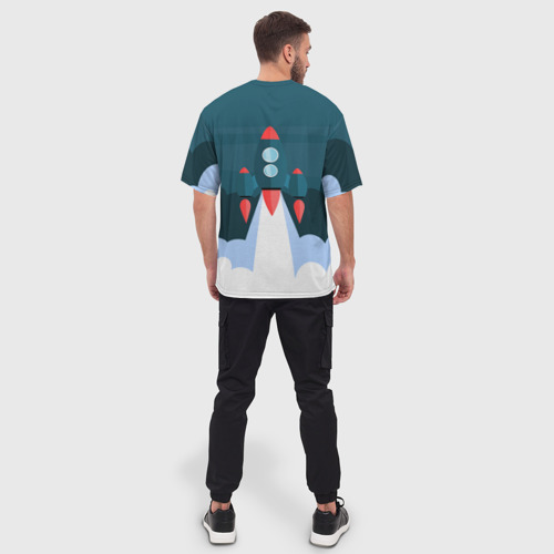 Мужская футболка oversize 3D Ракета, цвет 3D печать - фото 4