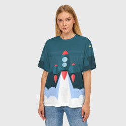 Женская футболка oversize 3D Ракета - фото 2