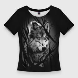 Женская футболка 3D Slim Серый волк