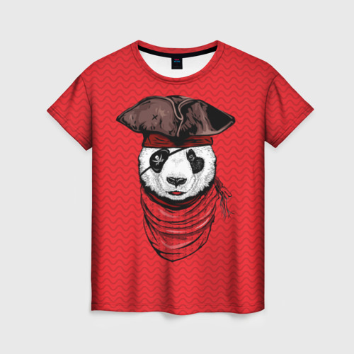 Женская футболка 3D Панда пират, цвет 3D печать