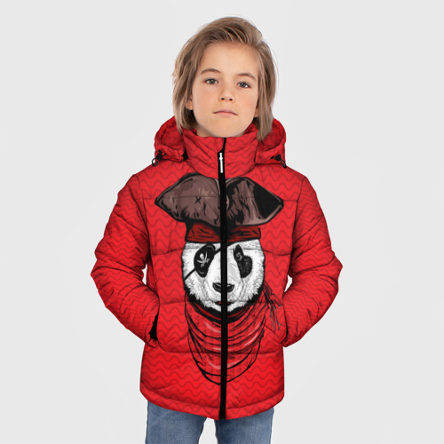 Зимняя куртка для мальчиков 3D Панда пират, цвет черный - фото 3