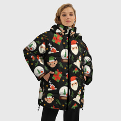 Женская зимняя куртка Oversize Санта, эльф и снеговик - фото 2