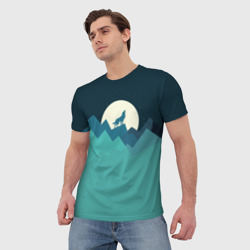 Мужская футболка 3D Воющий волк - фото 2