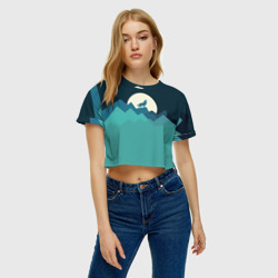 Женская футболка Crop-top 3D Воющий волк - фото 2