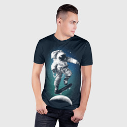 Мужская футболка 3D Slim Космический скейтбординг - фото 2