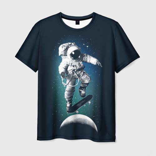 Мужская футболка с принтом Космический скейтбординг, вид спереди №1