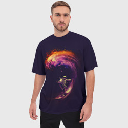 Мужская футболка oversize 3D Космический серфинг - фото 2