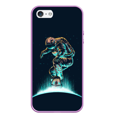 Чехол для iPhone 5/5S матовый Планетарный скейтбординг, цвет сиреневый