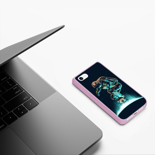 Чехол для iPhone 5/5S матовый Планетарный скейтбординг, цвет розовый - фото 5