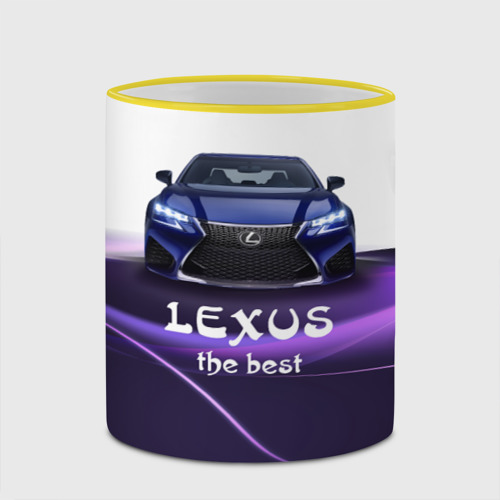 Кружка с полной запечаткой Lexus the best, цвет Кант желтый - фото 4