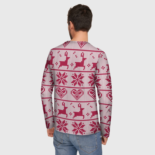 Мужской лонгслив 3D Розовый свитер, цвет 3D печать - фото 4