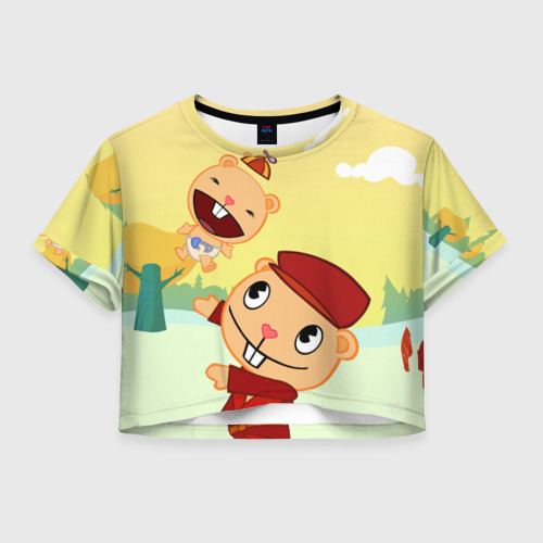 Женская футболка Crop-top 3D Happy Tree Friends, цвет 3D печать