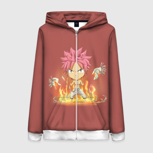 Женская толстовка 3D на молнии Natsu chibi, цвет белый