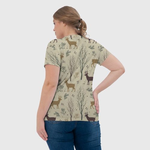 Женская футболка 3D Олени в лесу, цвет 3D печать - фото 7